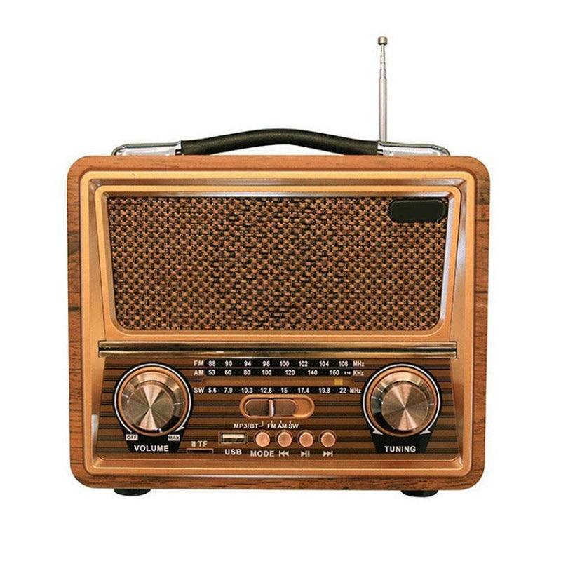 Wooden retro radio with full band card insertion capability