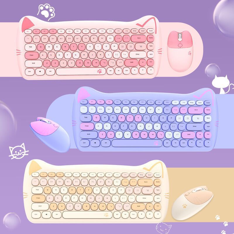 Wireless keyboard and mouse cute set