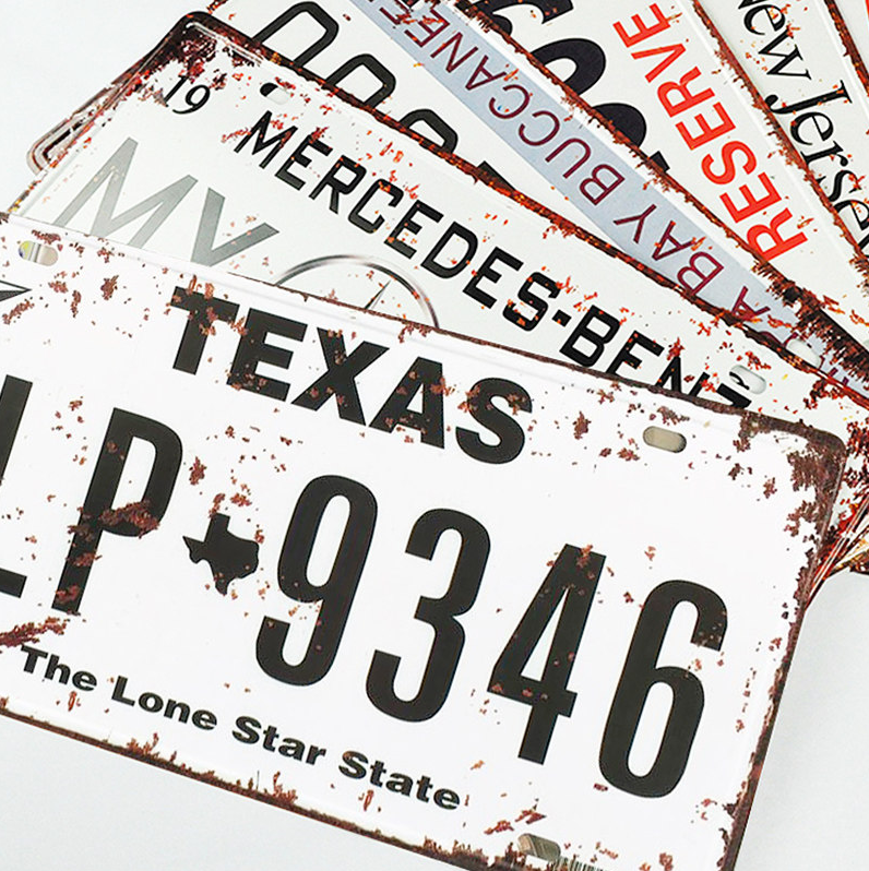 American retro creative license plate tin painting