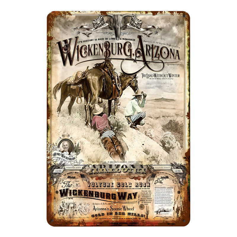Retro antique tin painting