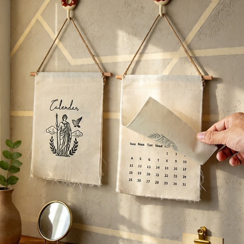 Athena goddess cotton and linen hanging calendar