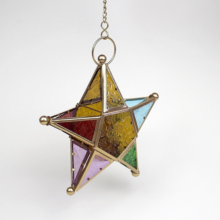 Iron colored glass wind pentagram ornament