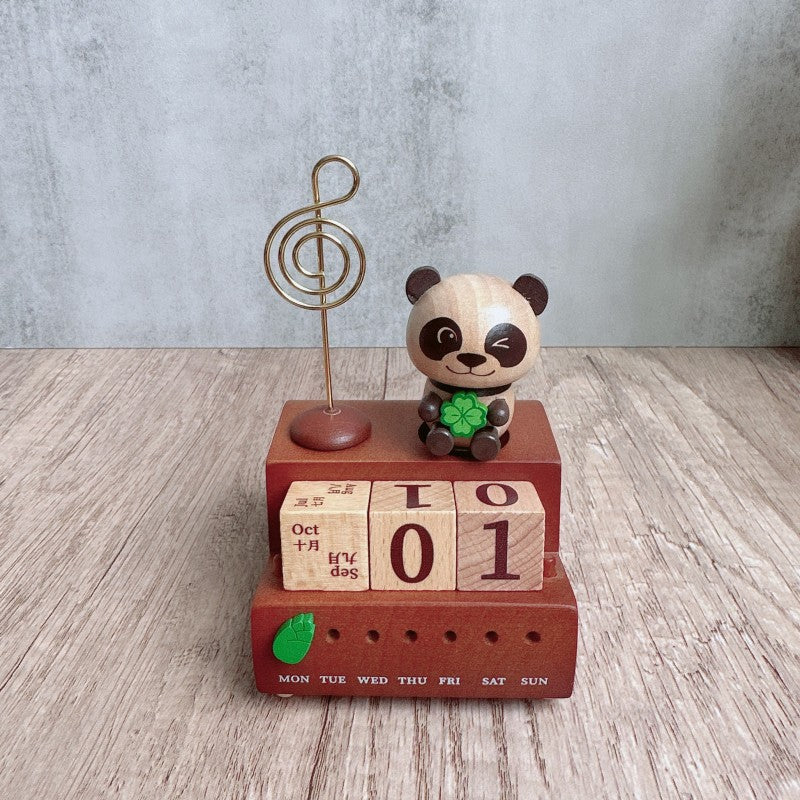 Panda Wooden Table Calendar