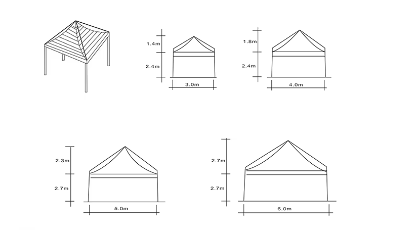 Outdoor aluminum frame pagoda tent