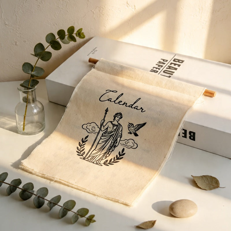 Athena goddess cotton and linen hanging calendar