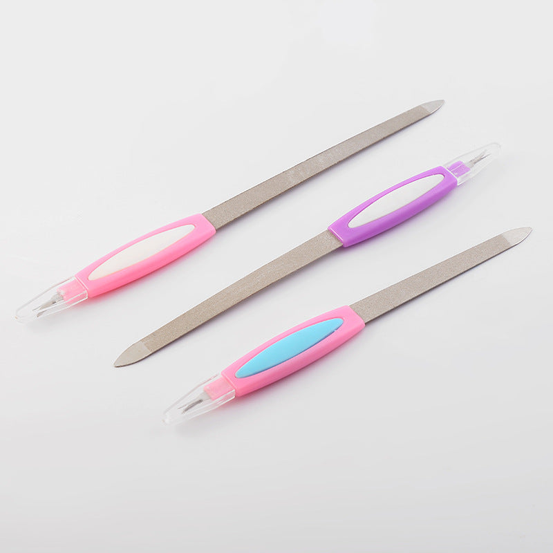 Dual purpose stainless steel nail file