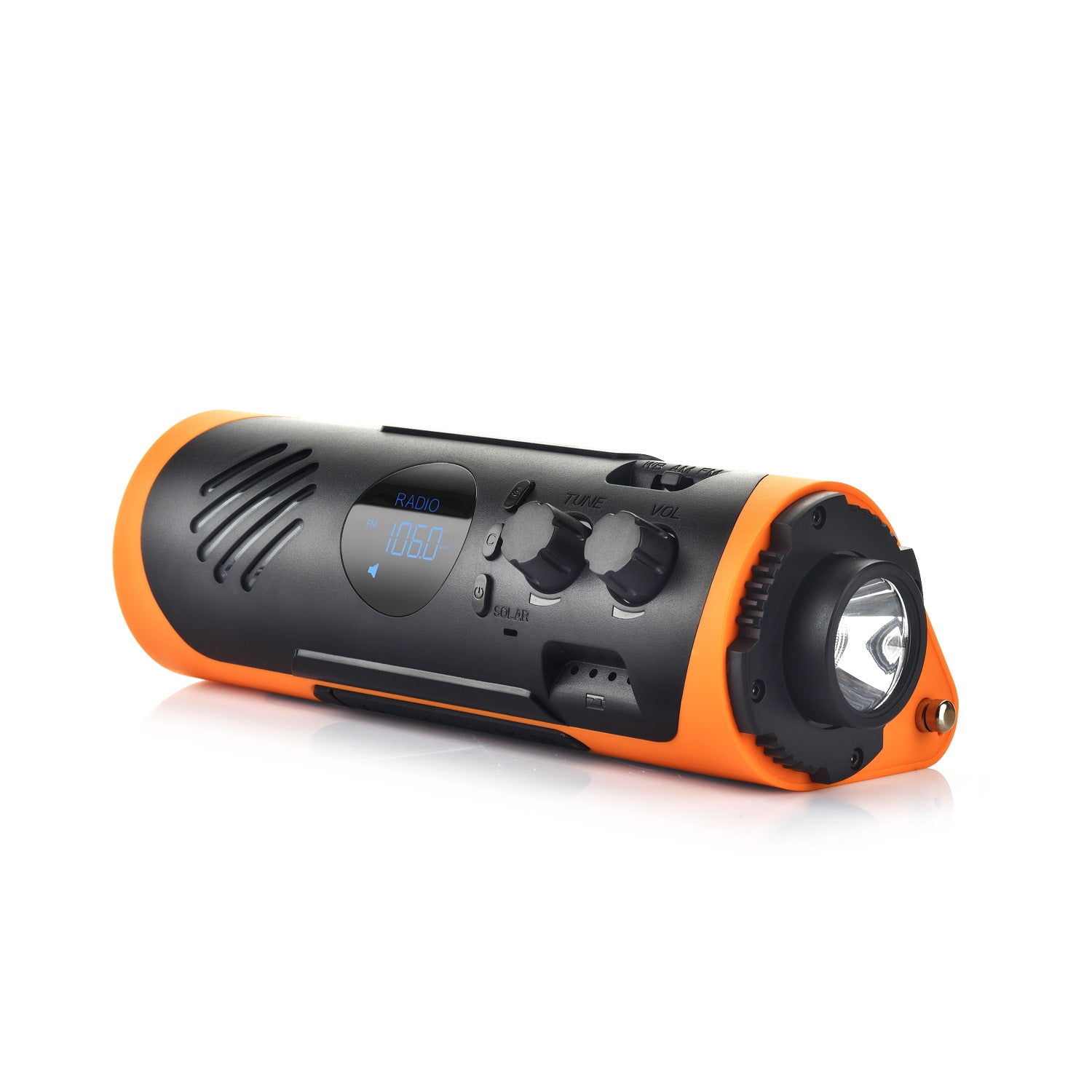 Portable radio with flashlight