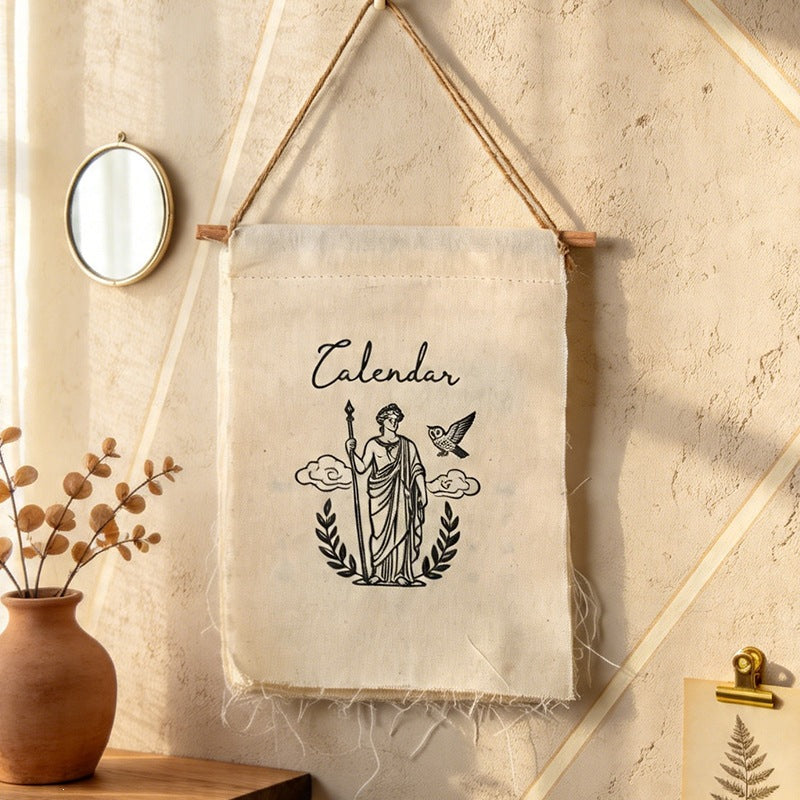 Athena goddess cotton and linen hanging calendar