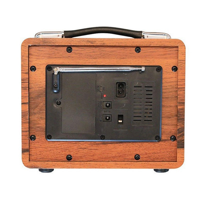 Wooden retro radio with full band card insertion capability