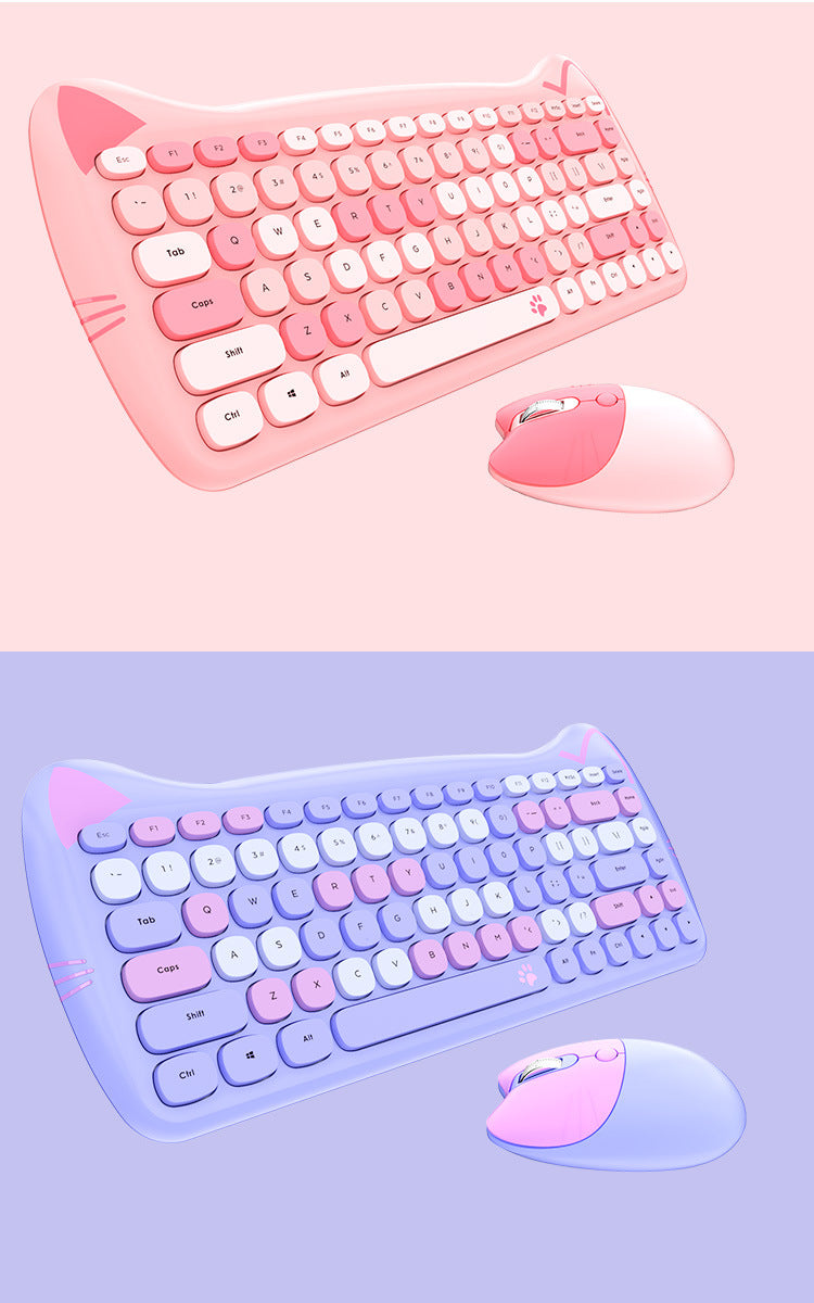 Wireless keyboard and mouse cute set