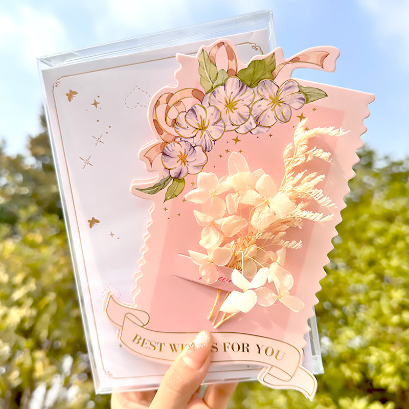 Dried flower envelope postcard