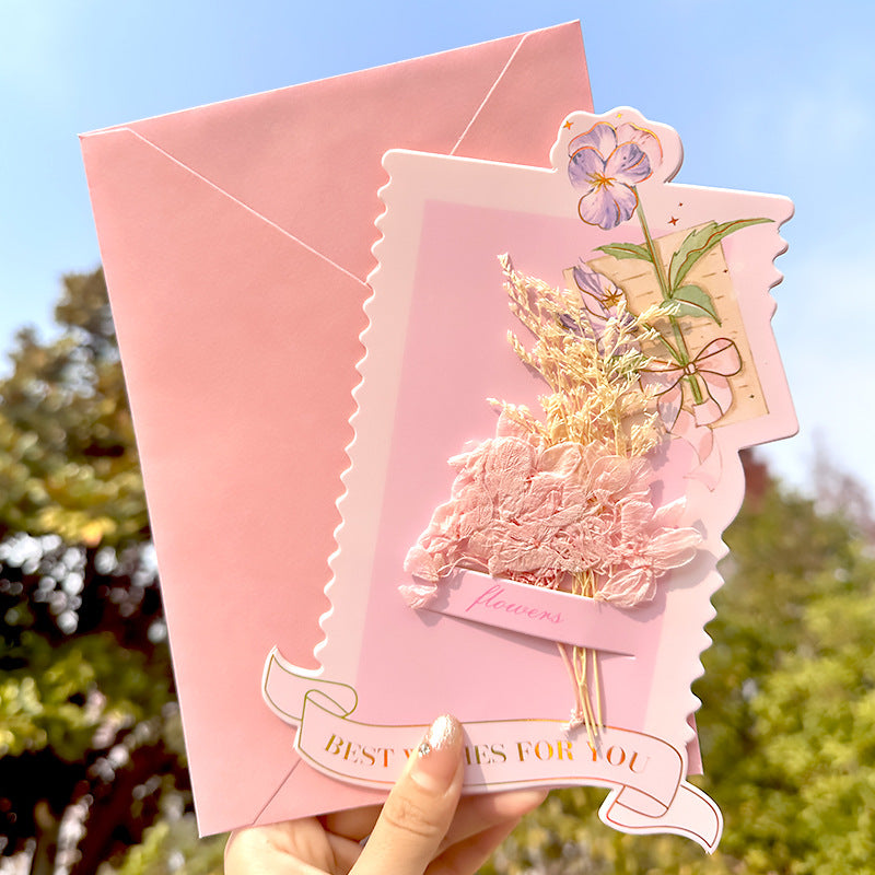 Dried flower envelope postcard